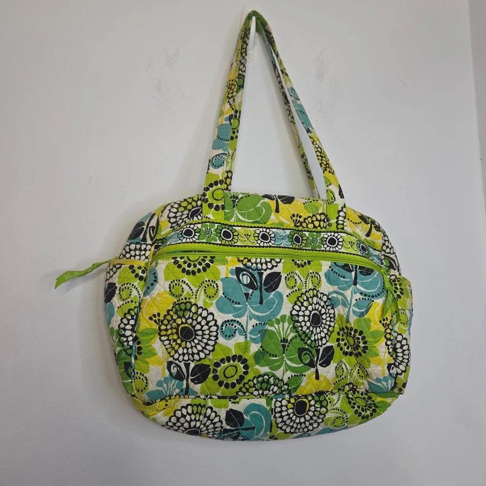 Vera Bradley Limes Up Quilted Cotton Baby Diaper Bag Floral Green Blue Yellow